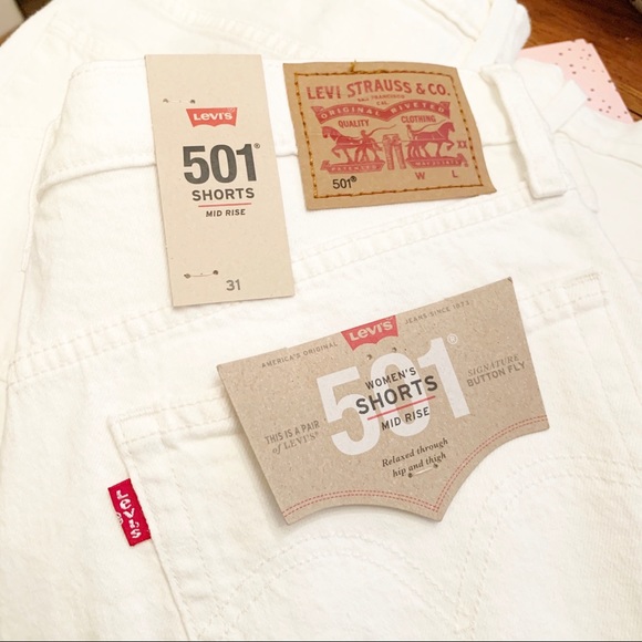 Levi's 501 White Distressed Denim Shorts 31 NWT - Picture 6 of 11